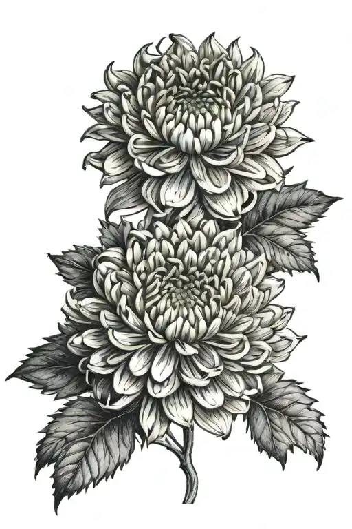 asters chrysanthemum tangled together representing family tattoo design idea