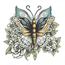 skinny  butterfly with naomi inside tattoo design idea