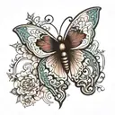 skinny  butterfly with naomi inside tattoo design idea