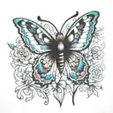 skinny  butterfly with naomi inside tattoo design idea