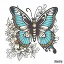 skinny  butterfly with naomi inside tattoo design idea