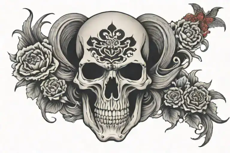 Depression Skull tattoo design idea