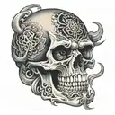evil skull inside tattoo design idea