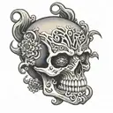 evil skull inside tattoo design idea