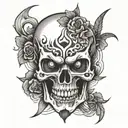 evil skull inside tattoo design idea
