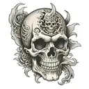 evil skull inside tattoo design idea