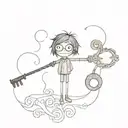 coraline inspired key tattoo design idea