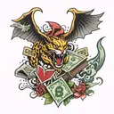 chasing money tattoo design idea