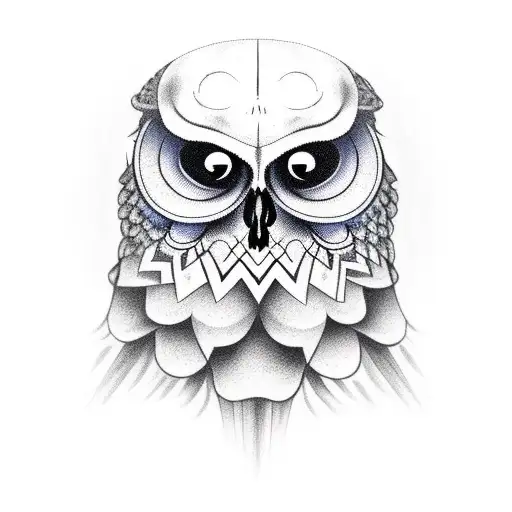 Mexican skull on owl belly tattoo design idea
