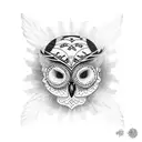 Mexican skull with owl tattoo design idea