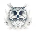 Mexican skull with owl tattoo design idea