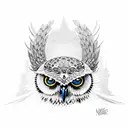 Mexican skull with owl tattoo design idea