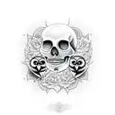 Mexican skull with owl tattoo design idea