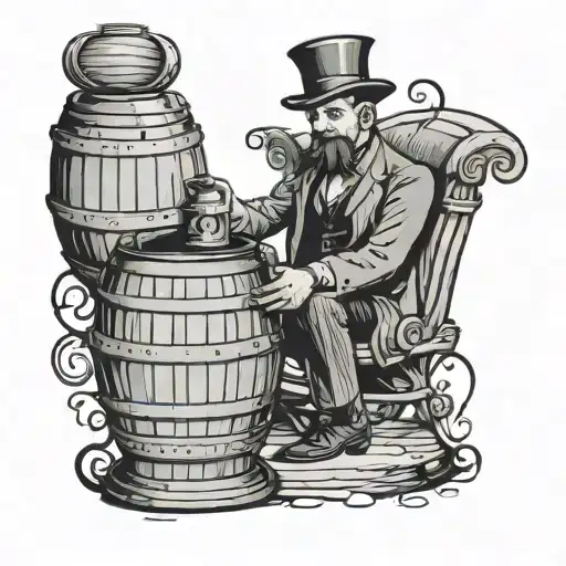 magician in a barrel tattoo design idea