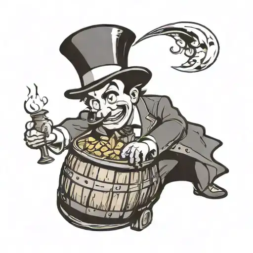 a magician coming out of a barrel  tattoo design idea