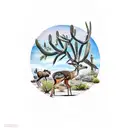 roadrunner and a moose walking in the arizona desert surrounded by saguaro cactus tattoo design idea