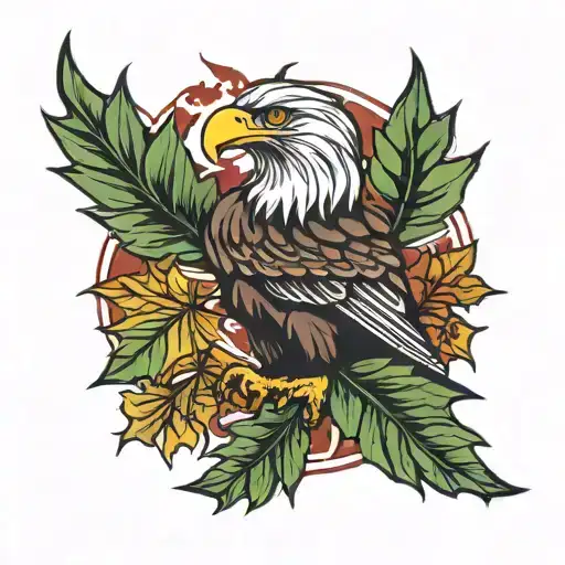 maple leaf eagle tattoo design idea