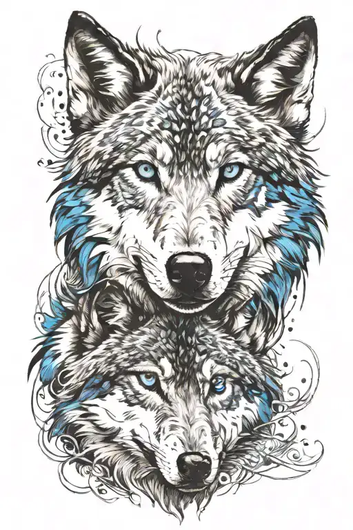 wolf blue eyes tattoo design idea