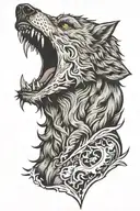 wounded werewolf howling, tearing through skin tattoo design idea