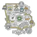 ohio route with signs merged tattoo design idea
