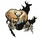 Deer, mountains tattoo design idea