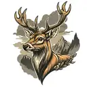 Deer, mountains tattoo design idea