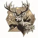 Deer, mountains tattoo design idea