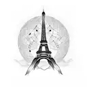Eiffel Tower with Croissant tattoo design idea