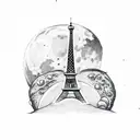 Eiffel Tower with Croissant as the moon tattoo design idea