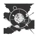 simple boho arrows bending around a simple globe  tattoo design idea