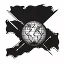 simple boho arrows bending around a simple globe  tattoo design idea