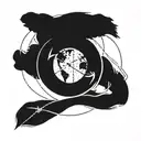 simple boho arrows bending around a simple globe  tattoo design idea