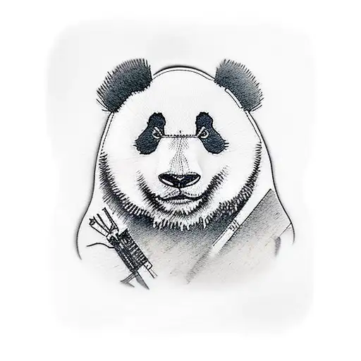 I would like to design a patch tattoo. It should be include a motorcycle and panda. Panda seems like a white color worke tattoo design idea