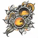 double sunset tattoo design idea