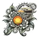 double sunset tattoo design idea