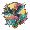 colorful sunset tattoo design idea