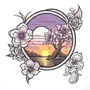 purple sunset tattoo design idea