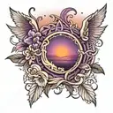 purple sunset tattoo design idea