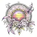 purple sunset tattoo design idea
