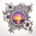 purple sunset tattoo design idea