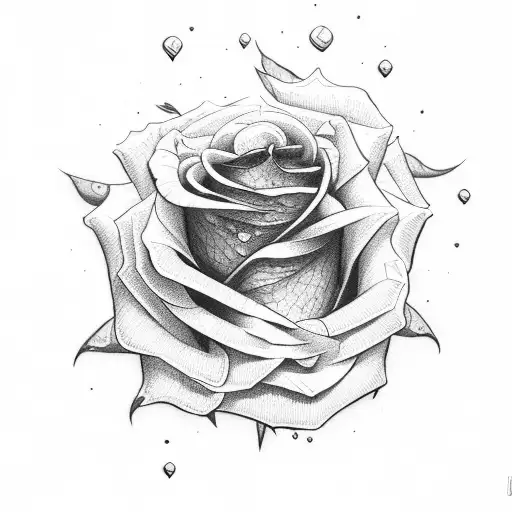 Rose with sword tattoo design idea