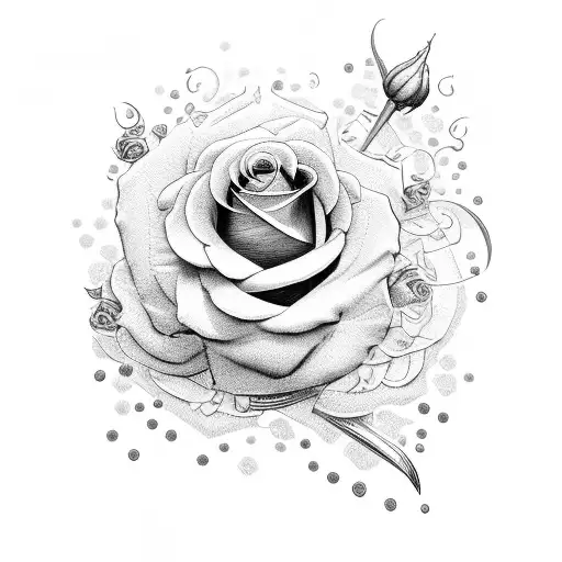 sword with roses tattoo design idea