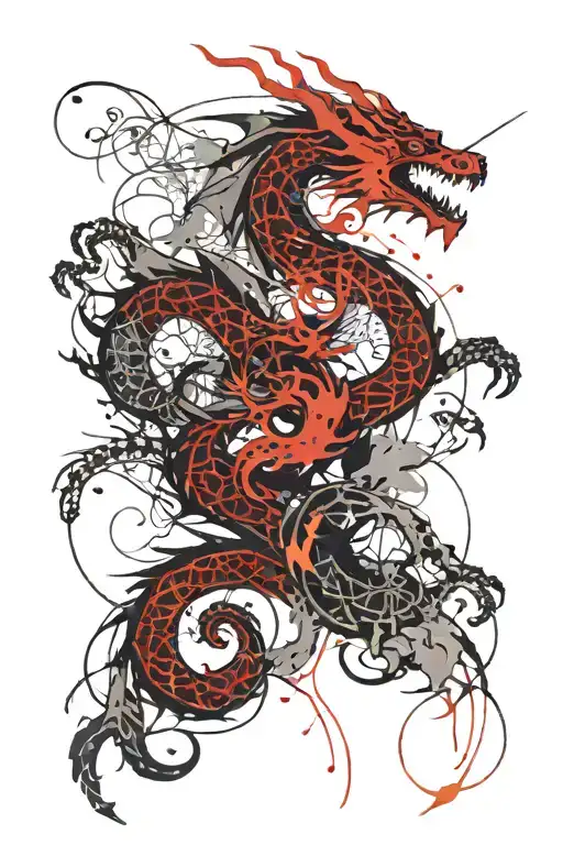 dragon breathing fire tattoo design idea