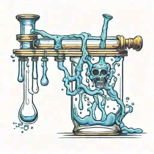 test tube rack dripping into flask pouring blue liquid tattoo design idea