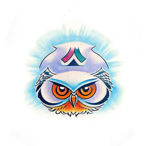 Owl banner tattoo design idea