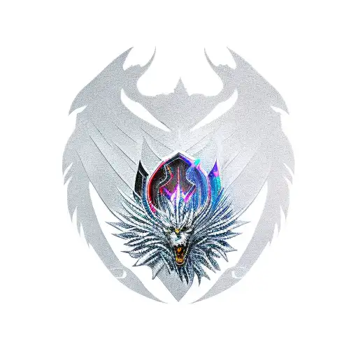 gothic shield eagle dragon wolf crest tattoo design idea