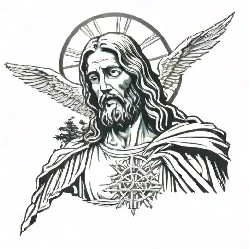 our father jesus of nazareth pine mountain tattoo design idea