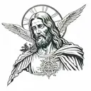 our father jesus of nazareth pine mountain tattoo design idea