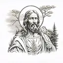 our father jesus of nazareth pine mountain tattoo design idea