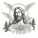 our father jesus of nazareth pine mountain tattoo design idea